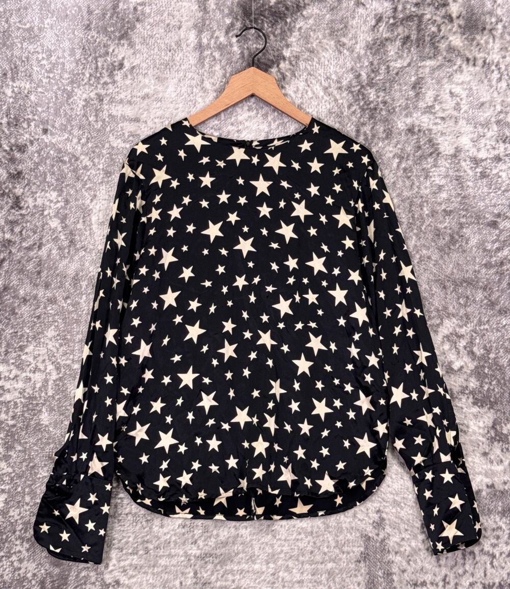 Moschino Couture Top 10 Womens Silk Star Print Long Sleeve Blouse